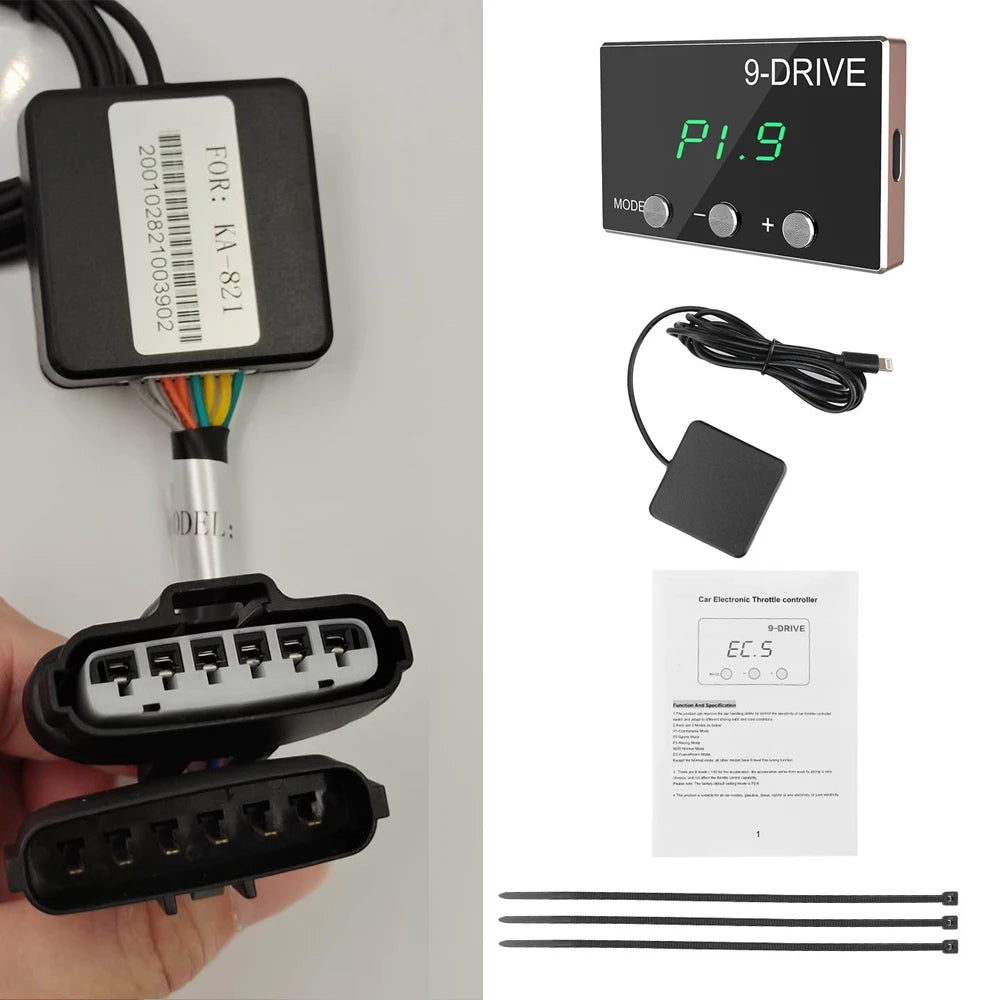 Intelligent electronic racing accelerator for Chevrolet Corolla with 9 driving modes and customizable settings for improved performance.