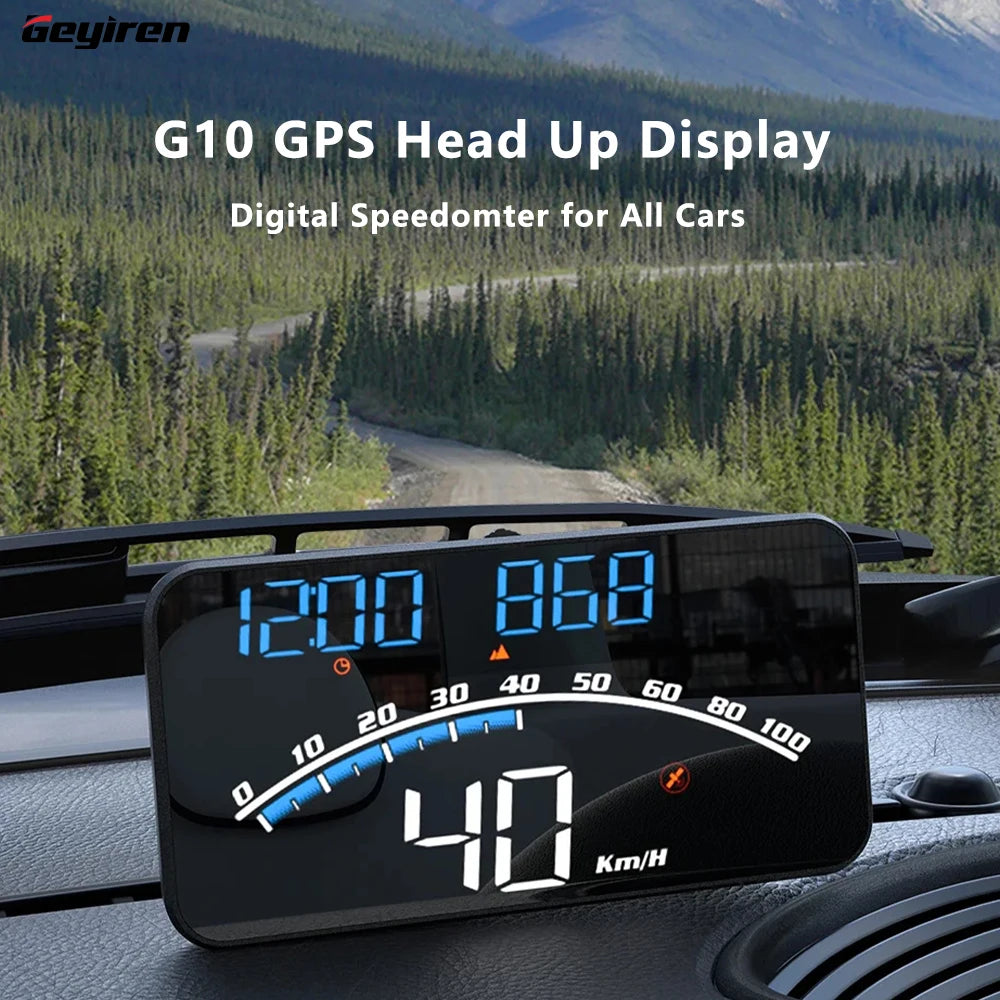 Geyiren G10 HUD - Digital Speedometer MPH KM/H Speed Gauge GPS Head Up Display for All Cars Trucks Motorcycle