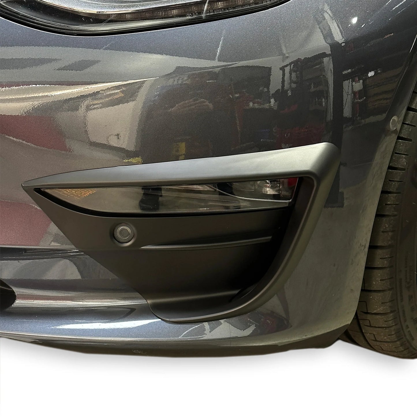 2017–2022 Tesla Model 3 Fog Light Canards (1 Pair) – Black-Out Style ABS Aero Trim | Gloss Black, Satin Black & Carbon Fiber Look
