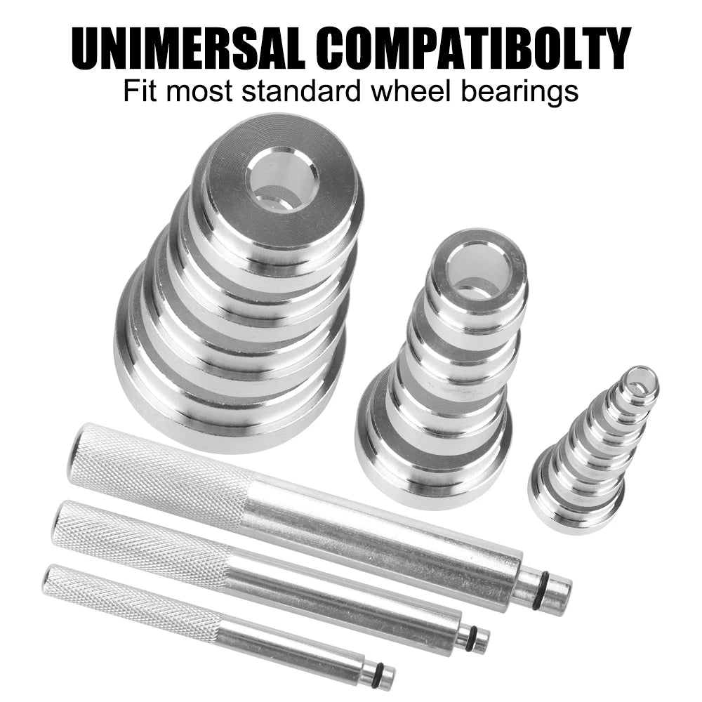 17-Piece Bearing Disassembly Tool Kit, Universal compatibility for most standard wheel bearings