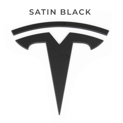 2017–Present Tesla Model 3 & Model Y Replacement Hood “T” Emblem & Rear “TESLA” Trunk Letter Set – Glossy Black or Satin Black | Chrome Delete Badge Upgrade