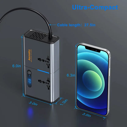 Car Inverter DC 12V to AC 110V 220V Auto Converter Type-C USB Fast Charging Charger EU US Socket Car Inverter Power Adapter