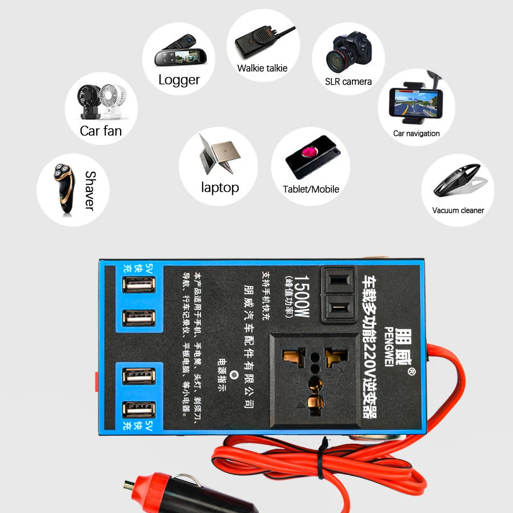 TIMOTRAS Car Mounted Inverter 12v24v to 220v Car Phone USB Charging Truck Household Socket