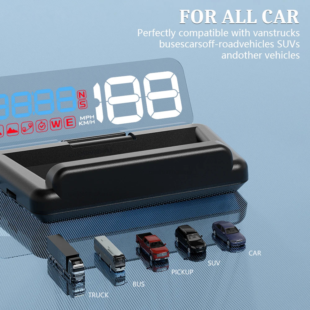 GEYIREN C500 HUD, Auto OBD2 GPS head-up display for various vehicles.