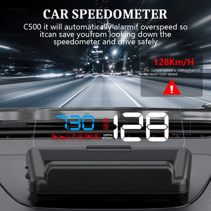 Introducing the GEYIREN C500 HUD, a revolutionary auto OBD2 GPS head-up display providing real-time speed data for safer driving.