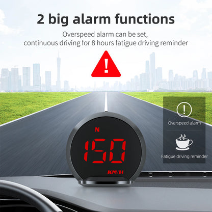 The Geyiren G13 HUD is a GPS speedometer with projection and security features, including overspeed and fatigue driving alarms.