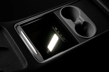 Jowua Dual USB-C Hub with LED Ambient Light for Tesla Model 3 & Model Y (2021–2023 Refresh Center Console) – 45W PD Fast Charging & Data Expansion