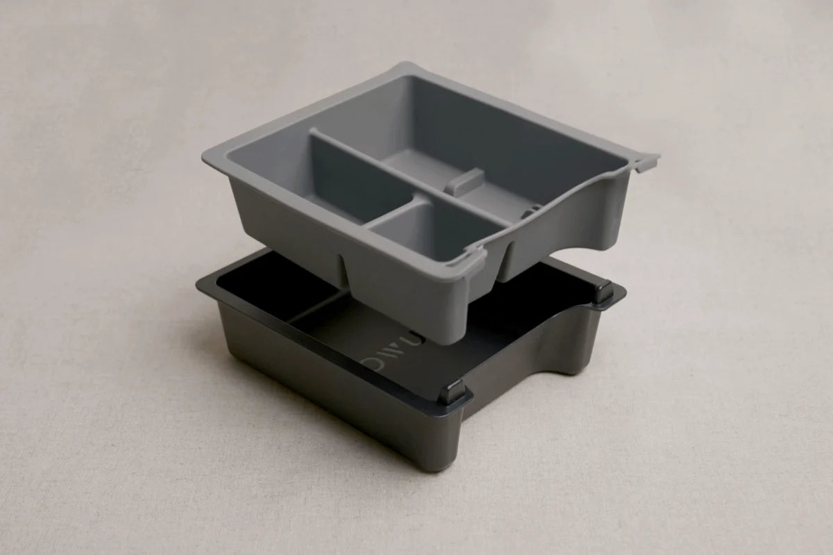 Center Console Tray Organizer for Tesla Model 3 & Model Y (2021–2023 Refresh Console) – Gray Sliding Storage Insert with USB-C Access