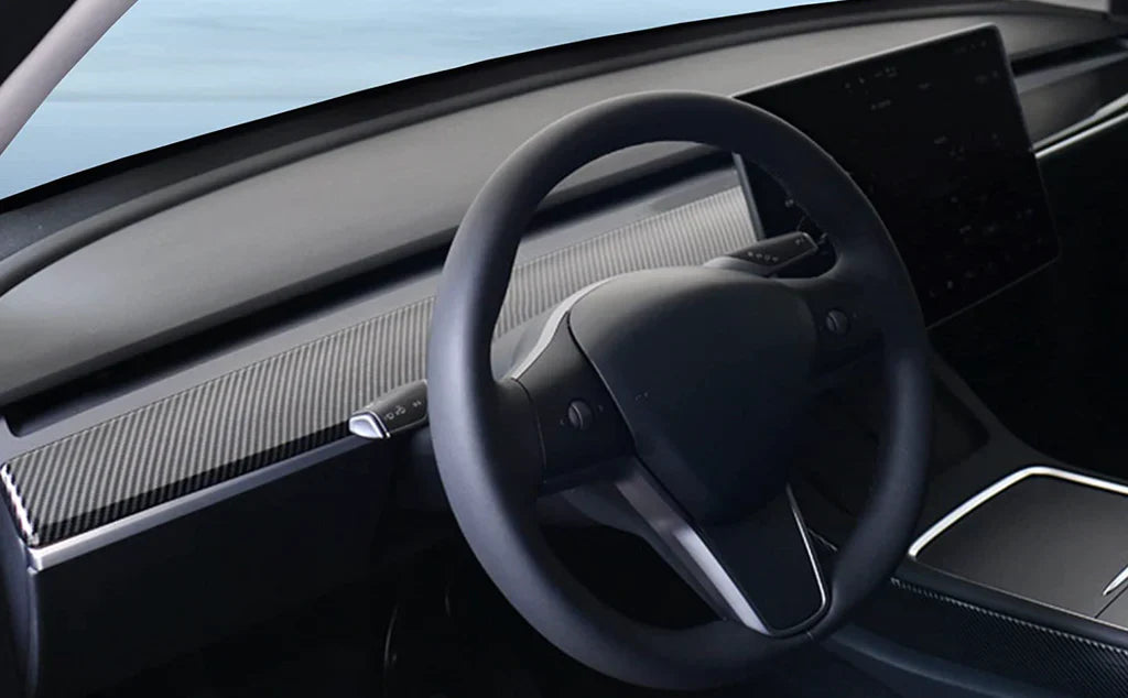ABS Carbon Fiber Style Dashboard Cover for Tesla Model 3 & Model Y (2021–2023) Interior Trim Overlay