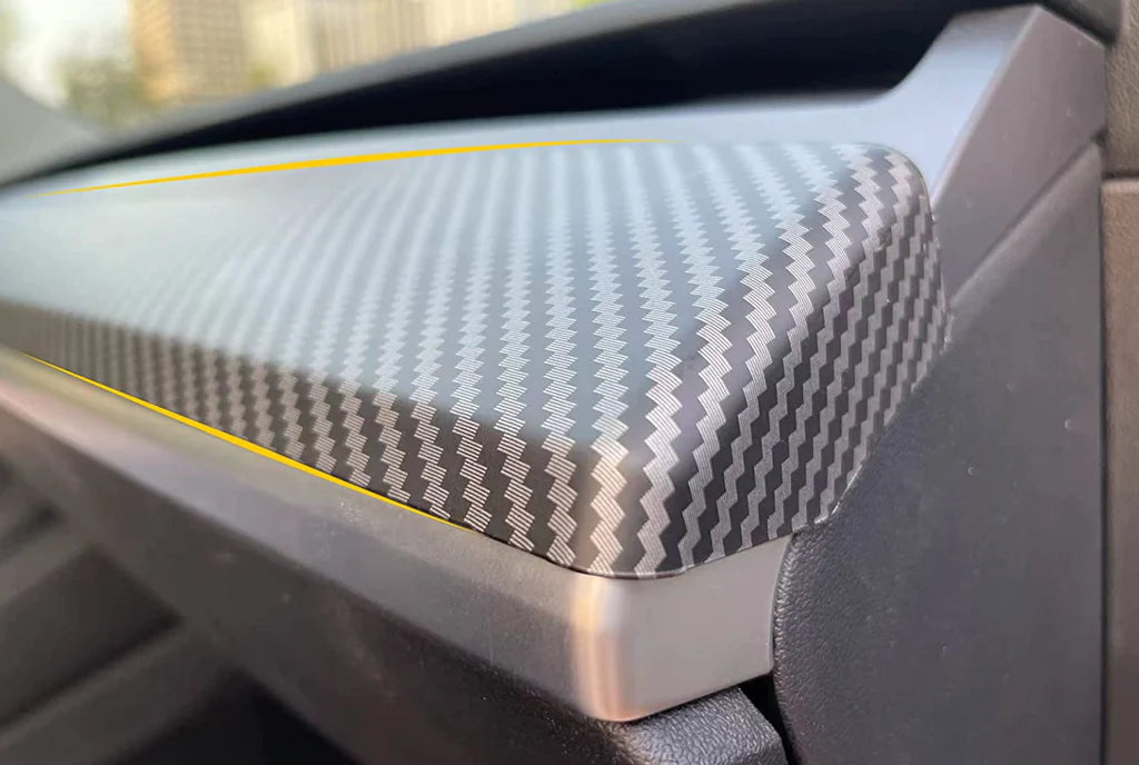 ABS Carbon Fiber Style Dashboard Cover for Tesla Model 3 & Model Y (2021–2023) Interior Trim Overlay