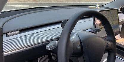 ABS Carbon Fiber Style Dashboard Cover for Tesla Model 3 & Model Y (2021–2023) Interior Trim Overlay