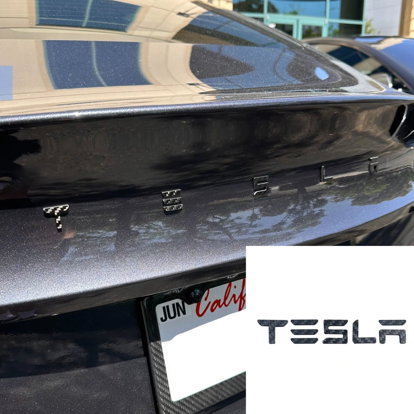 Tesla T-E-S-L-A Tailgate Emblem Letters – Real Molded Carbon Fiber | Fits Model S, Model X, Model 3, Model Y & Cybertruck (2018–Present)