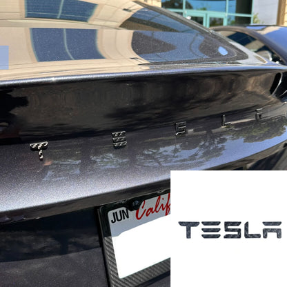 Tesla T-E-S-L-A Tailgate Emblem Letters – Real Molded Carbon Fiber | Fits Model S, Model X, Model 3, Model Y & Cybertruck (2018–Present)