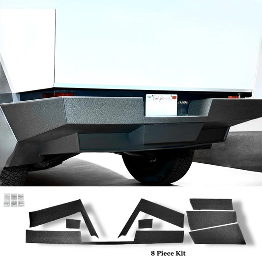Tesla Cybertruck Rear Bumper Protection Kit – Textured Vinyl Armor with Spray-On Bed Liner Look (8-Piece Pre-Cut Rear Bumper Guard, 2023–Present)