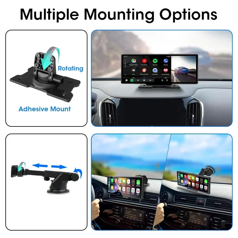 10.26" Dash Cam Rearview Camera WIFI Carplay & Android Auto 4K DVR GPS Navigation Video Recorder Dashboard Dual Len 24H Park AUX