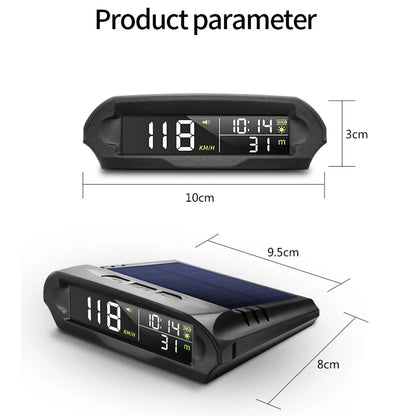 Solar Digital Car HUD GPS Head Up Display Auto Speedometer Over-Speed Fatigued Driving Reminder Car Clock Temperature Show