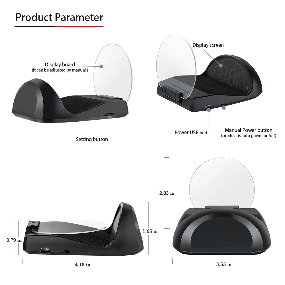 Geyiren C700 HUD, A car head-up display with digital speedometer and security alarm for monitoring vehicle status.