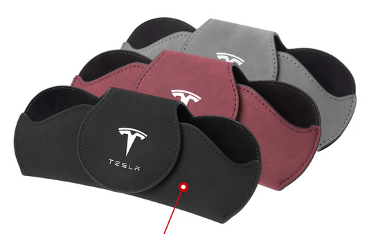 Tesla Glasses Case Holder for Sun Visor – Magnetic Eyewear Organizer with Microfiber Lining, Visor-Mounted Sunglasses Storage for Tesla Interior Accessories