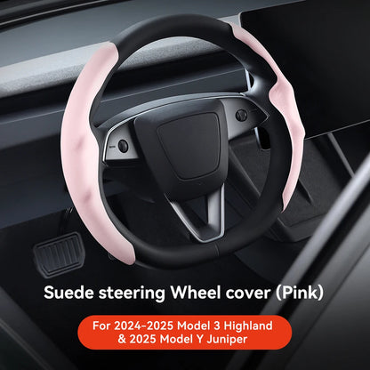 Carbon Fiber Leather Steering Wheel Cover for Tesla Model 3 Highland (2024+) & Model Y Juniper (2025+) – Anti-Slip Sport Grip, Interior Upgrade Accessory