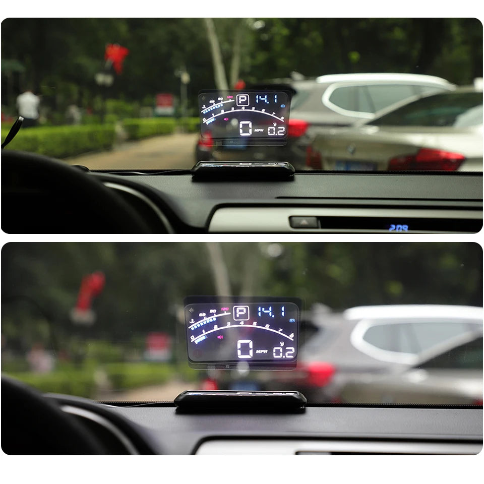 VJOYCAR HUD Head Up Display 5.5" Car Overspeed Warning OBDII EUOBD Auto Windshield Projector Alarm System RPM KM/H MPH