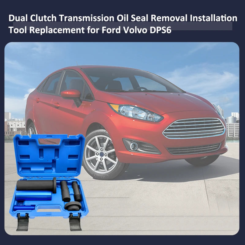 A toolkit for removing and installing oil seals on Ford and Volvo DPS6 dual clutch transmissions for DIY enthusiasts and professionals.