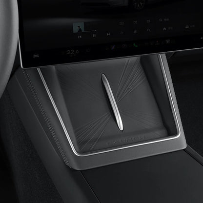 Tesla Model Y L (6-Seater) Wireless Charging Dock Liner 2026+ – Performance Style Silicone Anti-Slip Charging Pad Insert with Center Cutout Vent Design, OEM Fit Interior Protection Accessory