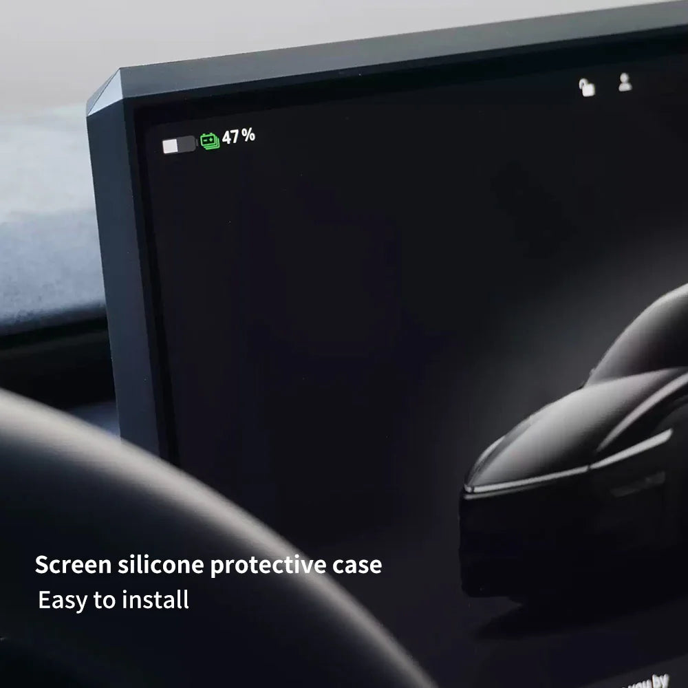 Silicone Center Display Protection Frame for Tesla Model 3 Highland 2024+ & Model Y Juniper 2025+ (15.4" Screen) – Edge Guard Bezel Cover, Anti-Scratch Interior Trim Upgrade