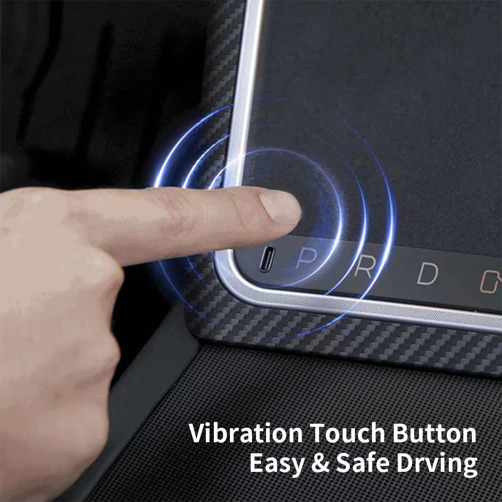 Smart Center Console Button Panel for 2025.03+ Tesla Model Y Juniper – Model X-Inspired Gear Selector Upgrade with LED Ambient Lighting, Physical Shortcut Controls for Drive/Reverse/Park, Door Access, Climate & Performance Functions