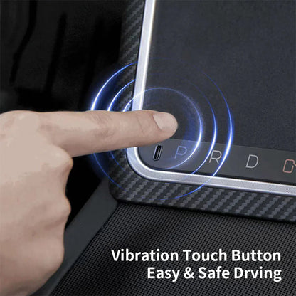 Smart Center Console Button Panel for 2025.03+ Tesla Model Y Juniper – Model X-Inspired Gear Selector Upgrade with LED Ambient Lighting, Physical Shortcut Controls for Drive/Reverse/Park, Door Access, Climate & Performance Functions