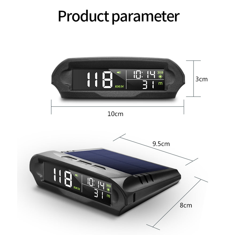 Solar Digital Car HUD, T88 Car HUD works with all vehicles worldwide, compatible with any brand or model due to GPS module-based design.