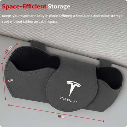 Tesla Glasses Case Holder for Sun Visor – Magnetic Eyewear Organizer with Microfiber Lining, Visor-Mounted Sunglasses Storage for Tesla Interior Accessories