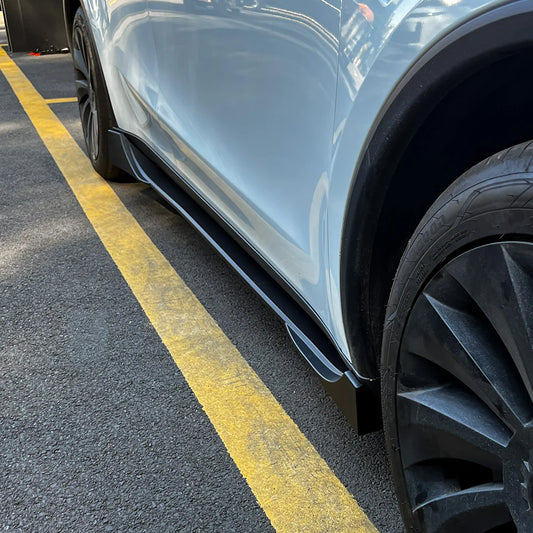 Sport Performance ABS Side Skirts for 2026+ Tesla Model Y Juniper | Split-Design Aerodynamic Side Skirt Kit with Matte Black, Gloss Black & Carbon Fiber-Style Finishes