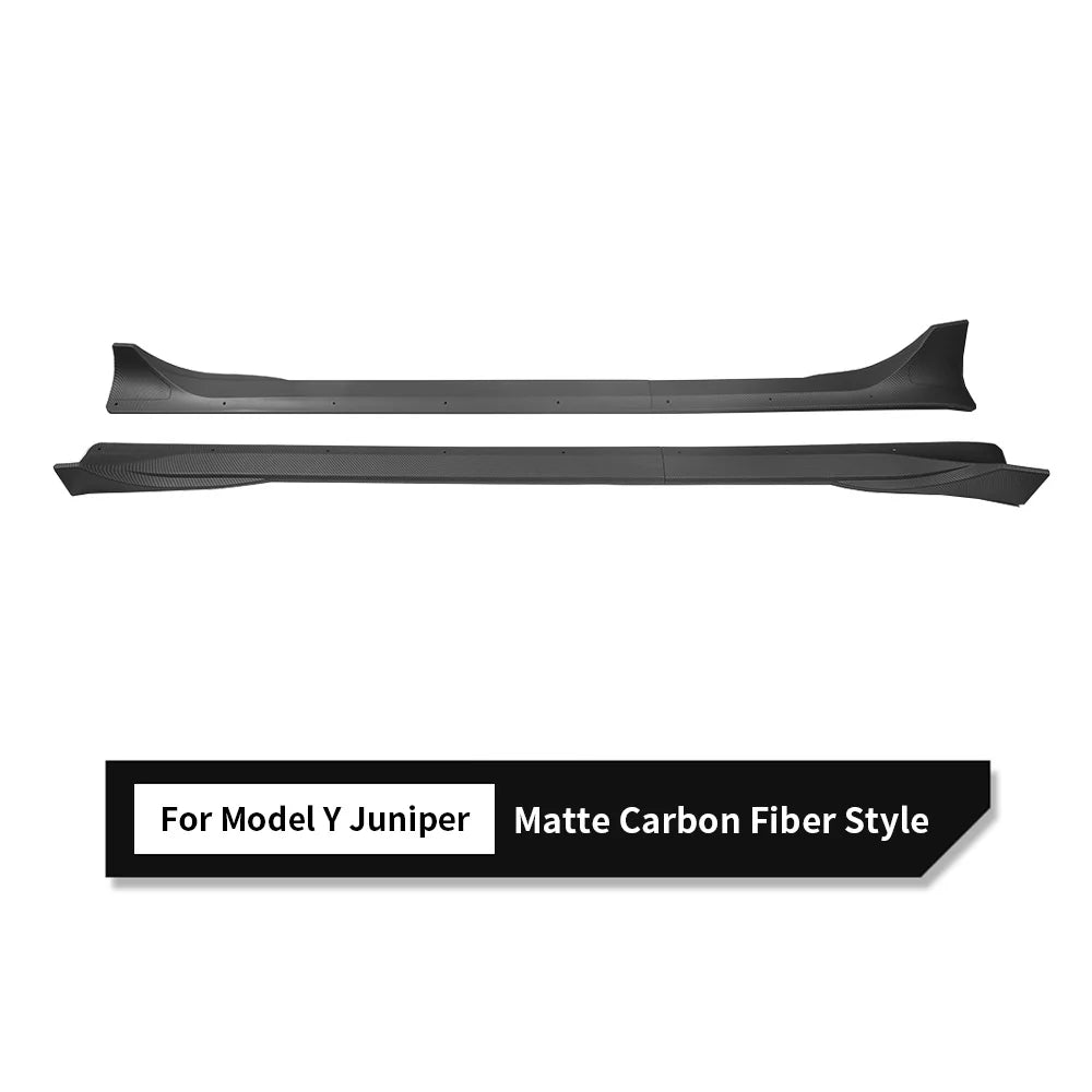 Sport Performance ABS Side Skirts for 2026+ Tesla Model Y Juniper | Split-Design Aerodynamic Side Skirt Kit with Matte Black, Gloss Black & Carbon Fiber-Style Finishes