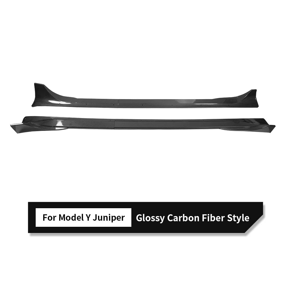 Sport Performance ABS Side Skirts for 2026+ Tesla Model Y Juniper | Split-Design Aerodynamic Side Skirt Kit with Matte Black, Gloss Black & Carbon Fiber-Style Finishes