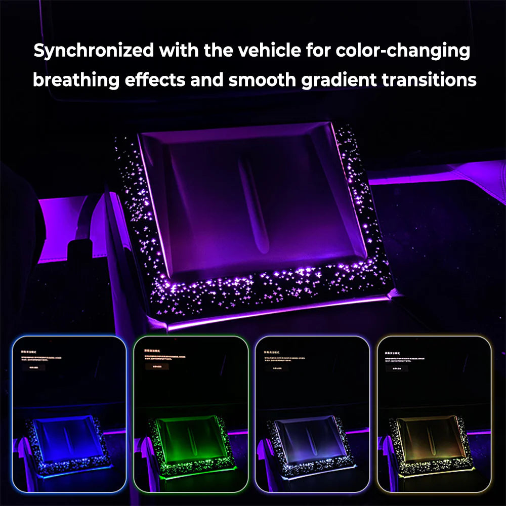 Starlight Ambient LED Lighting Kit for Tesla Model 3 Highland (2023.10+) & Tesla Model Y Juniper (2025+) Wireless Charging Frame – App Control, Motion Sensor, Plug-and-Play Interior Light Upgrade (Premium & Performance Only)