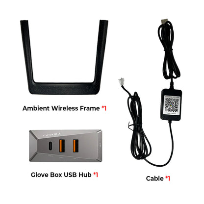 Starlight Ambient LED Lighting Kit for Tesla Model 3 Highland (2023.10+) & Tesla Model Y Juniper (2025+) Wireless Charging Frame – App Control, Motion Sensor, Plug-and-Play Interior Light Upgrade (Premium & Performance Only)