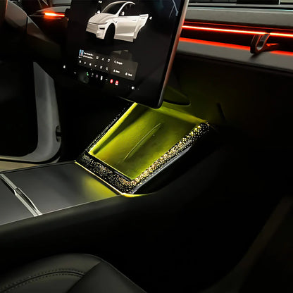Starlight Ambient LED Lighting Kit for Tesla Model 3 Highland (2023.10+) & Tesla Model Y Juniper (2025+) Wireless Charging Frame – App Control, Motion Sensor, Plug-and-Play Interior Light Upgrade (Premium & Performance Only)