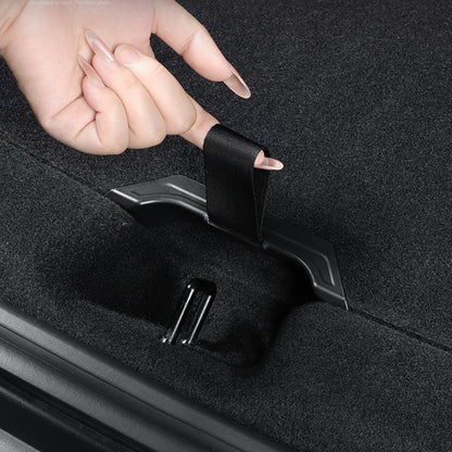 2025+ Tesla Model Y Juniper Sub Trunk Pull Strap Handles – Hidden Storage Access Pull Tabs for Front & Rear Underfloor Compartments | No-Drill ABS & Velcro Installation