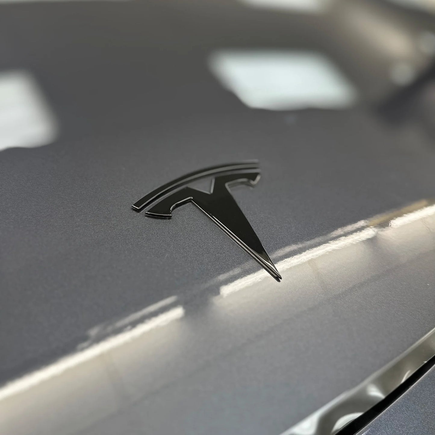 2017–Present Tesla Model 3 & Model Y Replacement Hood “T” Emblem & Rear “TESLA” Trunk Letter Set – Glossy Black or Satin Black | Chrome Delete Badge Upgrade