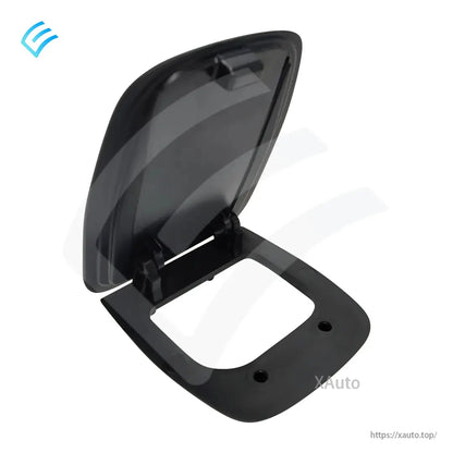 Tesla Model 3 rear seat tether anchor flip door 1086827-00-E shown open, hinge and base plate