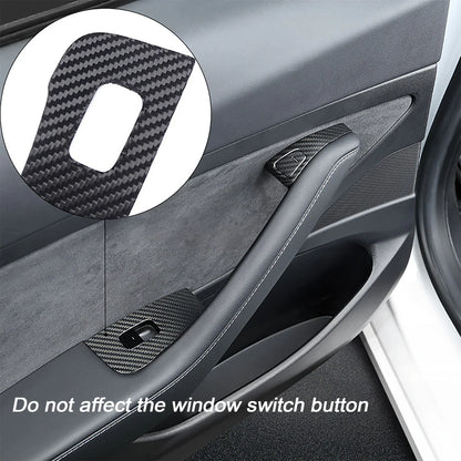 Real Carbon Fiber Window Switch Trim Cover for Tesla Model 3 (2017–2023.09) & Tesla Model Y (2020–2025.02) – Interior Door Control Panel Overlay Kit, OEM Fit for LHD/RHD, 14PCS Premium Cabin Upgrade