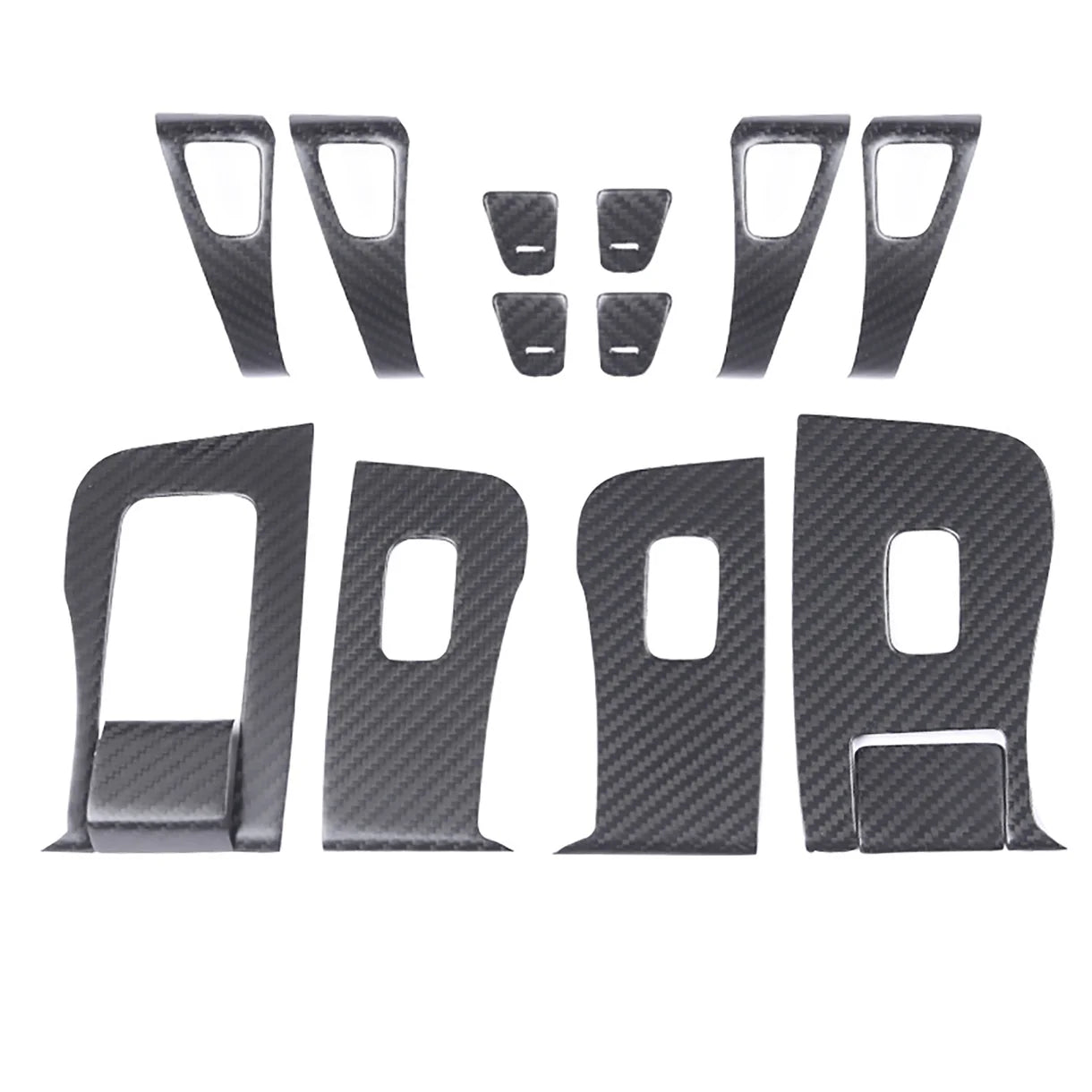 Real Carbon Fiber Window Switch Trim Cover for Tesla Model 3 (2017–2023.09) & Tesla Model Y (2020–2025.02) – Interior Door Control Panel Overlay Kit, OEM Fit for LHD/RHD, 14PCS Premium Cabin Upgrade