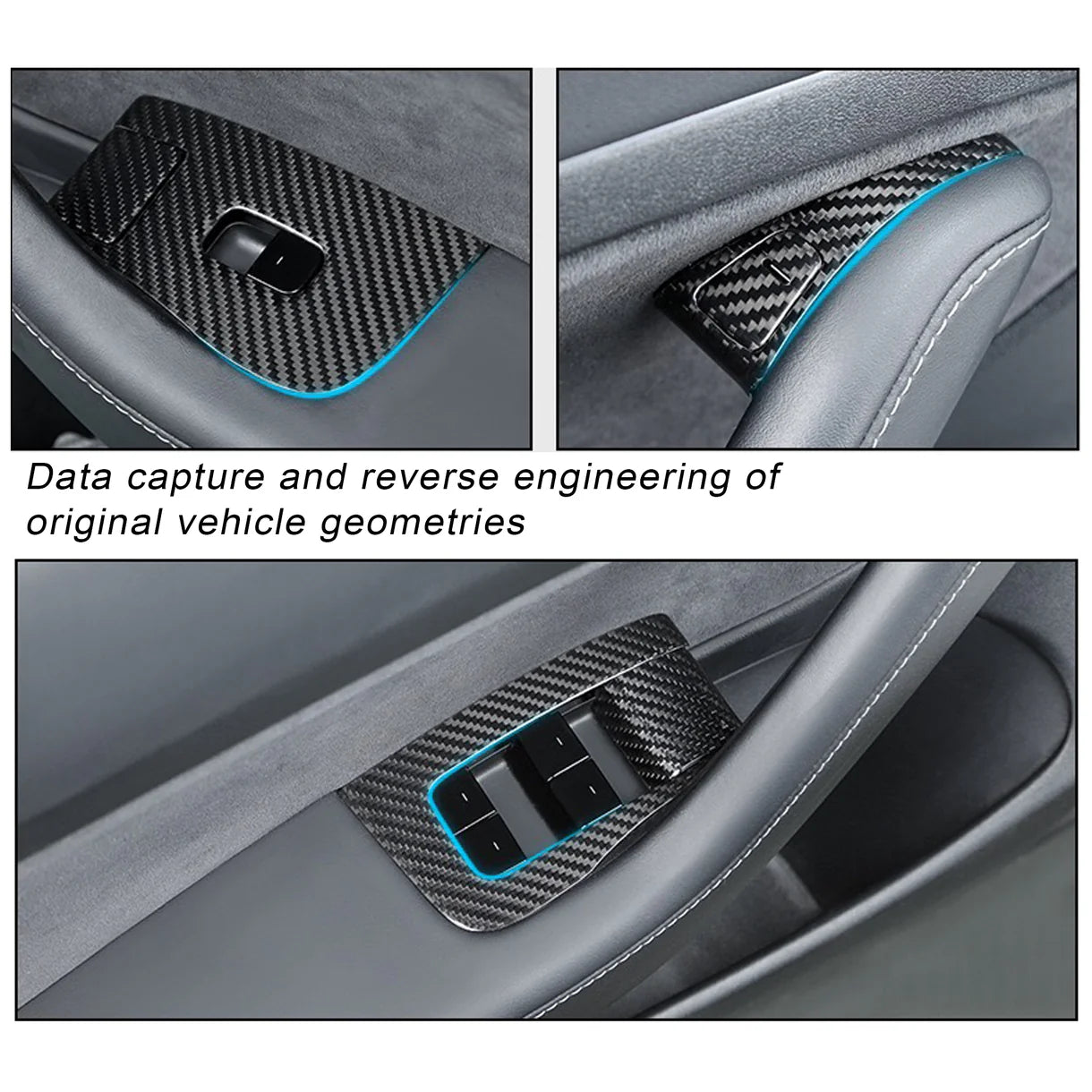 Real Carbon Fiber Window Switch Trim Cover for Tesla Model 3 (2017–2023.09) & Tesla Model Y (2020–2025.02) – Interior Door Control Panel Overlay Kit, OEM Fit for LHD/RHD, 14PCS Premium Cabin Upgrade