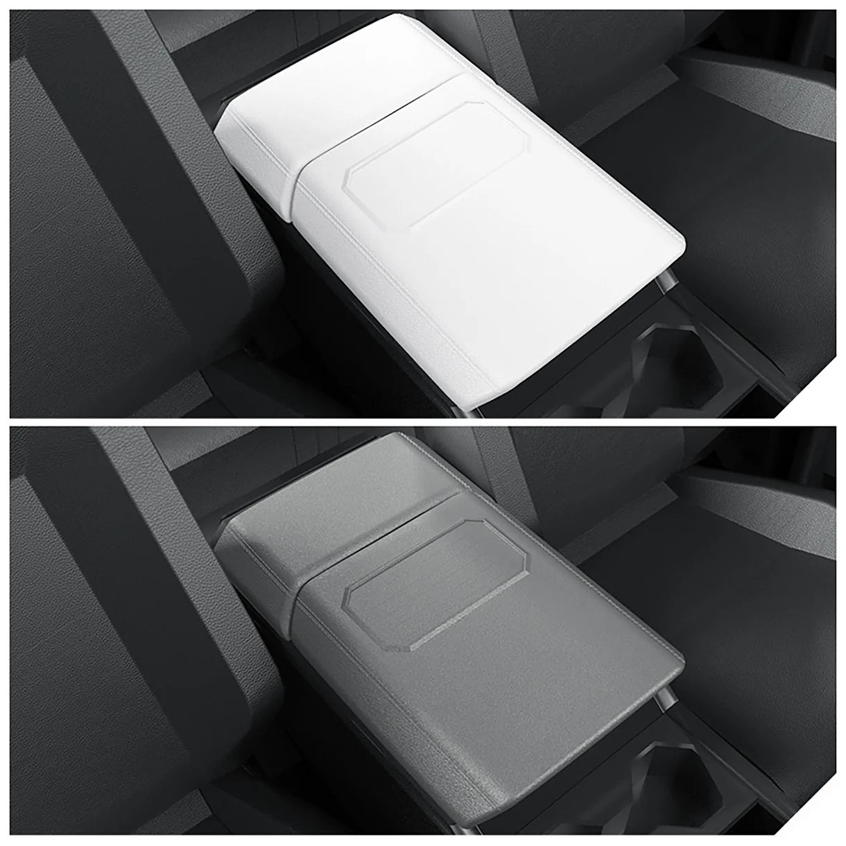 Tesla Cybertruck Armrest Cover & Rear Screen Top Protector Set – Waterproof TPE Center Console Armrest Cushion Cover with Non-Slip Phone Slot & Rear Display Upper Trim Protection for Tesla Cybertruck 2024+
