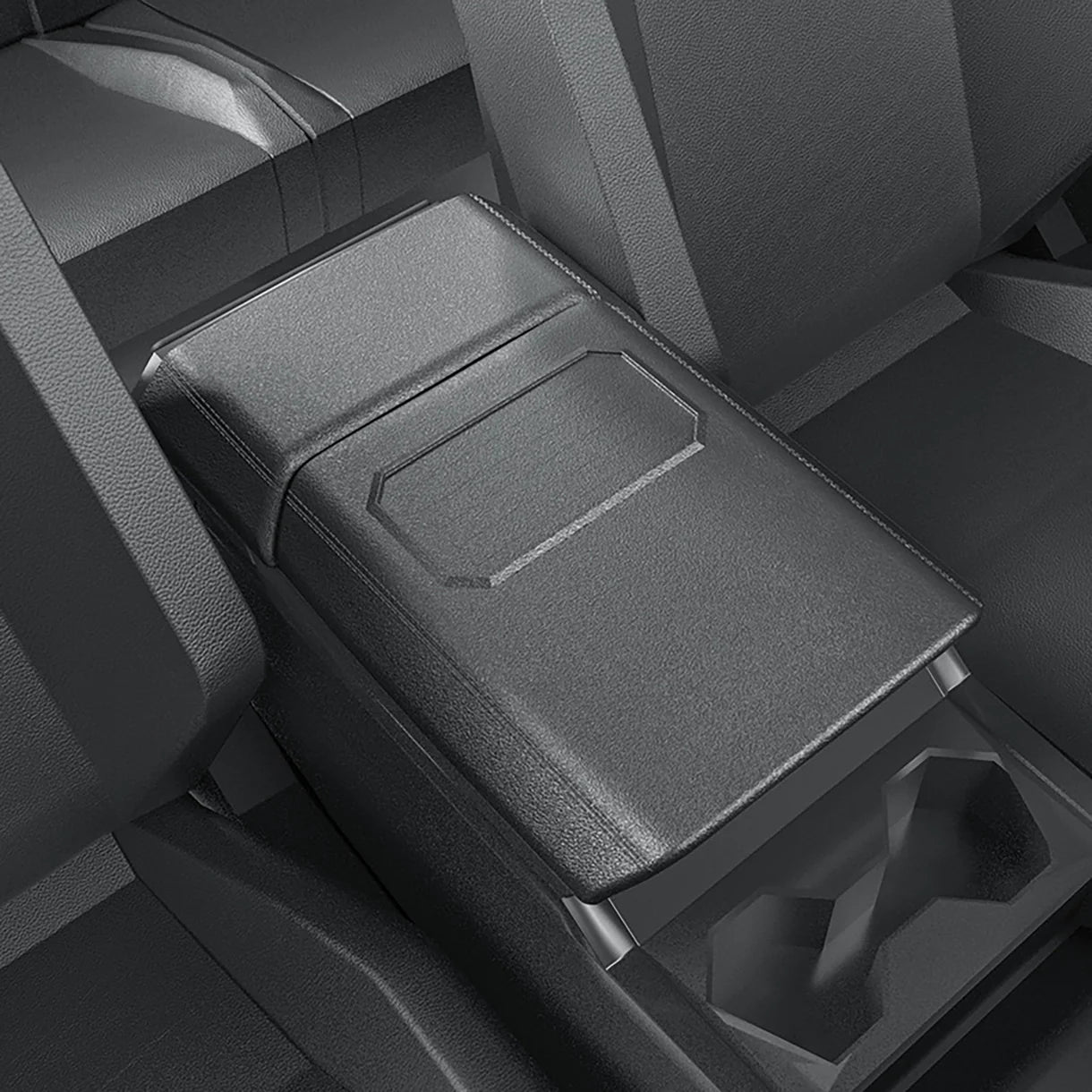 Tesla Cybertruck Armrest Cover & Rear Screen Top Protector Set – Waterproof TPE Center Console Armrest Cushion Cover with Non-Slip Phone Slot & Rear Display Upper Trim Protection for Tesla Cybertruck 2024+