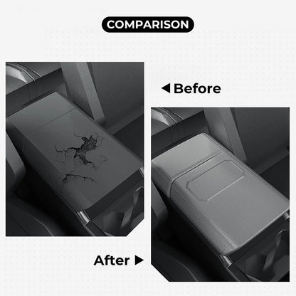 Tesla Cybertruck Armrest Cover & Rear Screen Top Protector Set – Waterproof TPE Center Console Armrest Cushion Cover with Non-Slip Phone Slot & Rear Display Upper Trim Protection for Tesla Cybertruck 2024+
