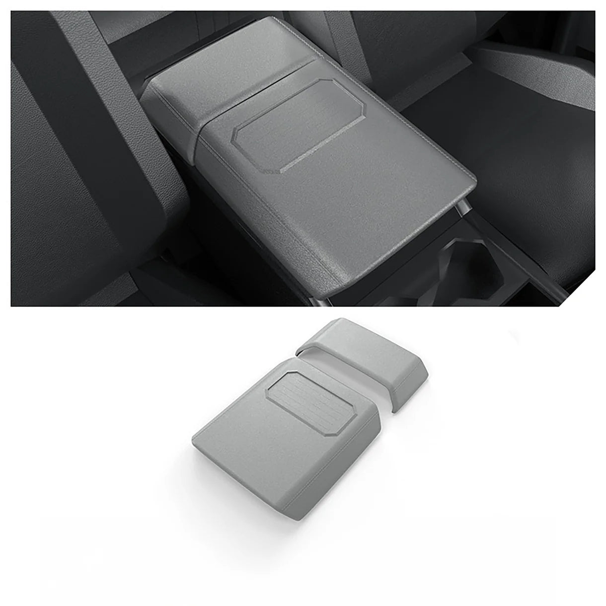 Tesla Cybertruck Armrest Cover & Rear Screen Top Protector Set – Waterproof TPE Center Console Armrest Cushion Cover with Non-Slip Phone Slot & Rear Display Upper Trim Protection for Tesla Cybertruck 2024+