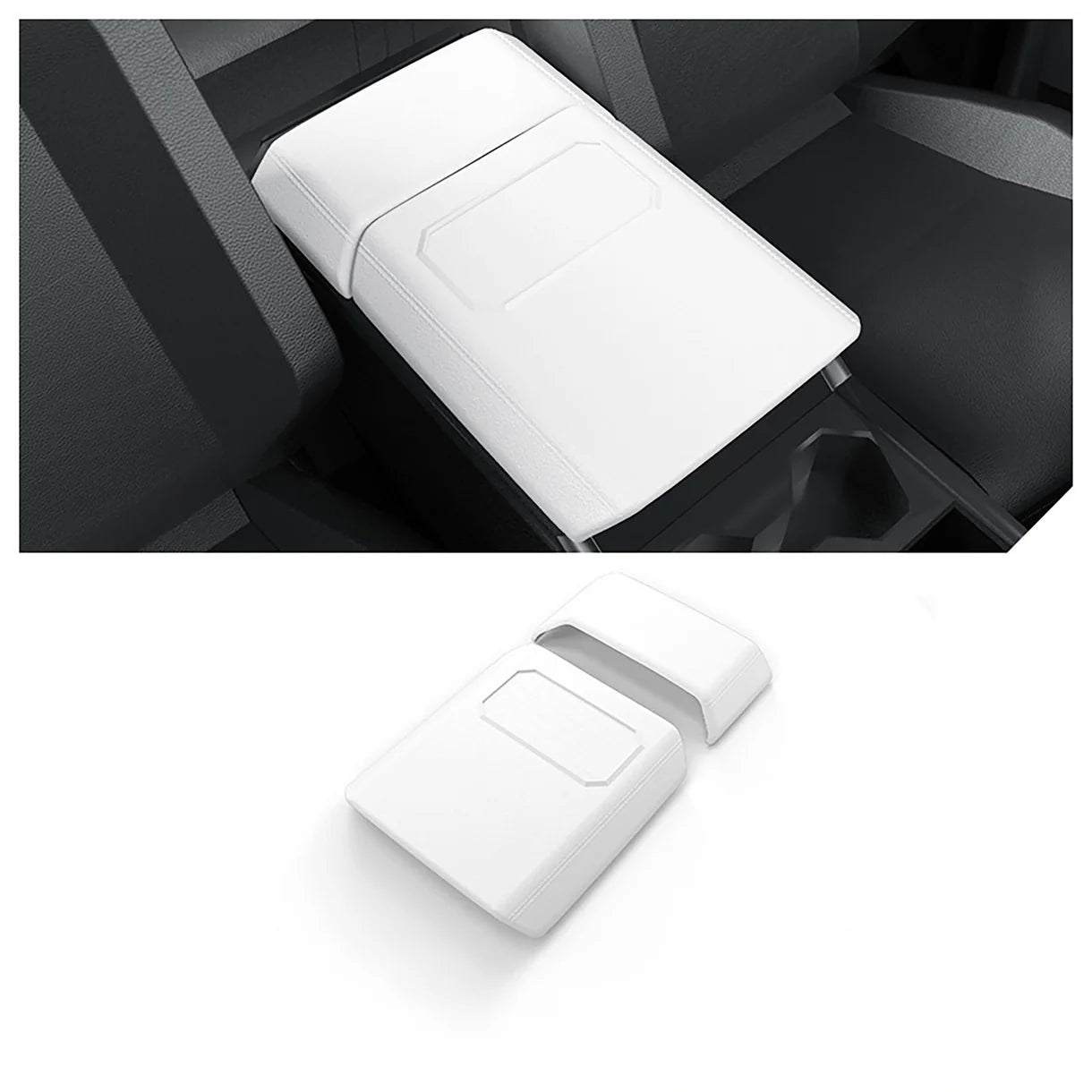 Tesla Cybertruck Armrest Cover & Rear Screen Top Protector Set – Waterproof TPE Center Console Armrest Cushion Cover with Non-Slip Phone Slot & Rear Display Upper Trim Protection for Tesla Cybertruck 2024+