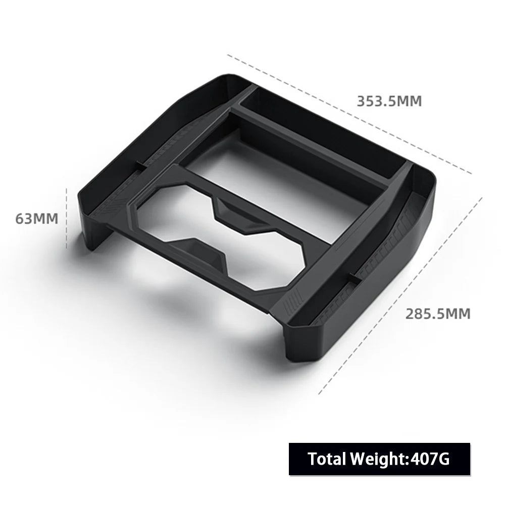 2024+ Tesla Cybertruck Center Console Side Storage Organizer with Upgraded Side Pockets – Custom Interior Console Tray for Phone, Sunglasses, Cards, AirPods & Daily Essentials