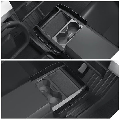2024+ Tesla Cybertruck Center Console Side Storage Organizer with Upgraded Side Pockets – Custom Interior Console Tray for Phone, Sunglasses, Cards, AirPods & Daily Essentials